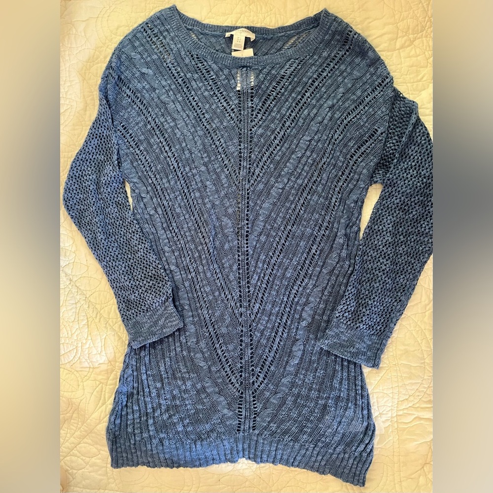 NWT Motherhood Blue Open-Weave Knit Sweater